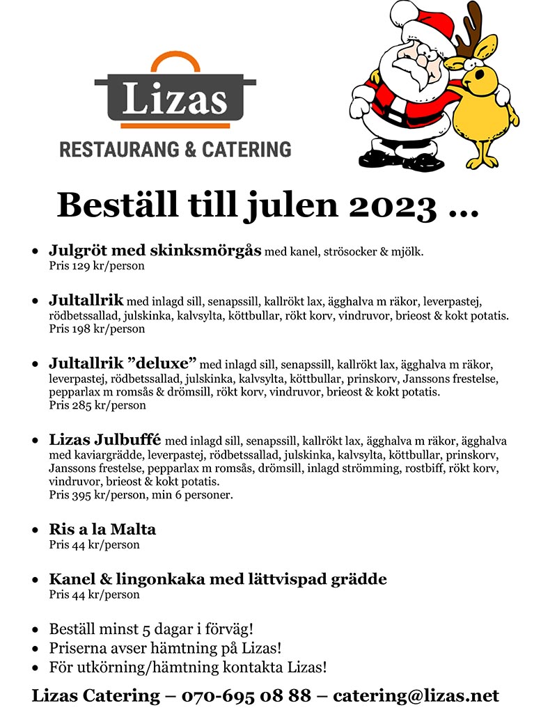 Catering Lizas Restaurang Och Catering   Lizas Julerbjudande 2023 